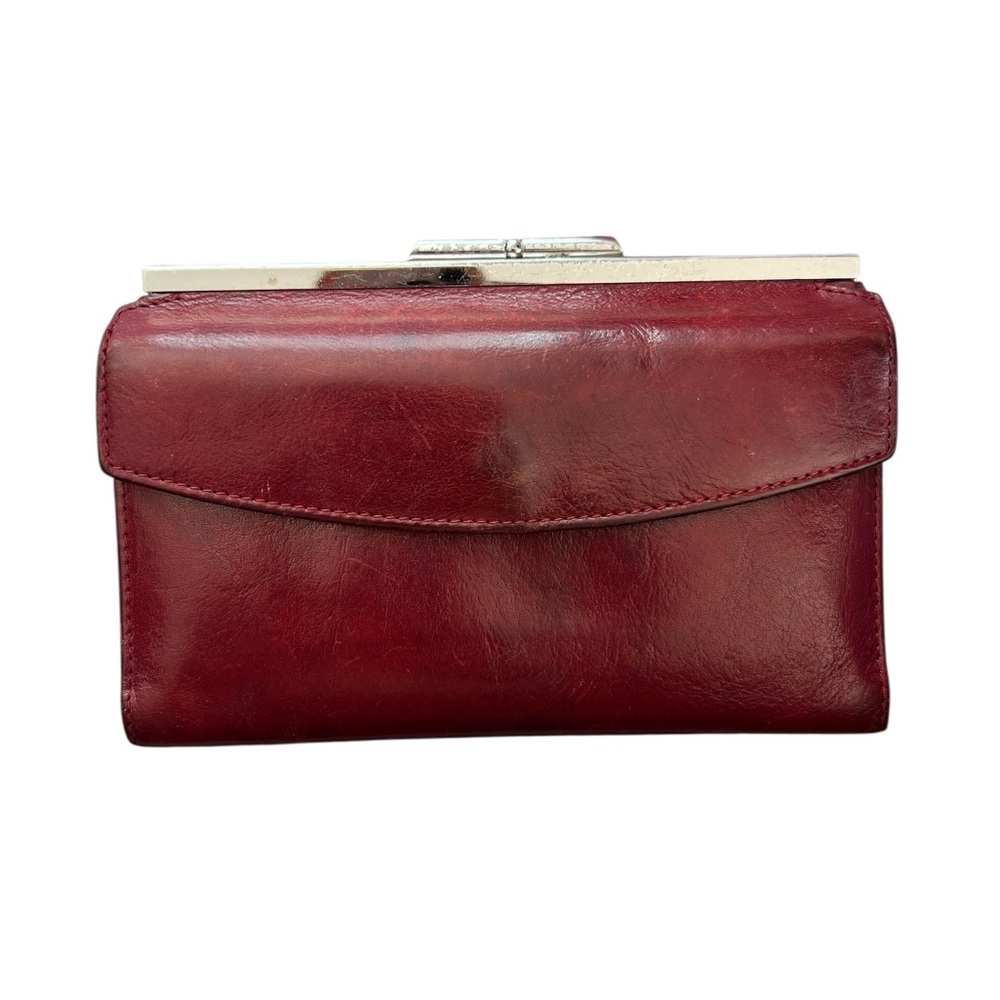 El Portal Elegant vintage Red burgundy Leather Clutch wallet